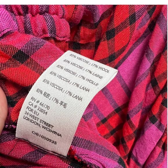 Free People Pacific Dawn Plaid Shirt Hot Pink Red Plaid Snap Button Down Sz. XS - Picture 7 of 8